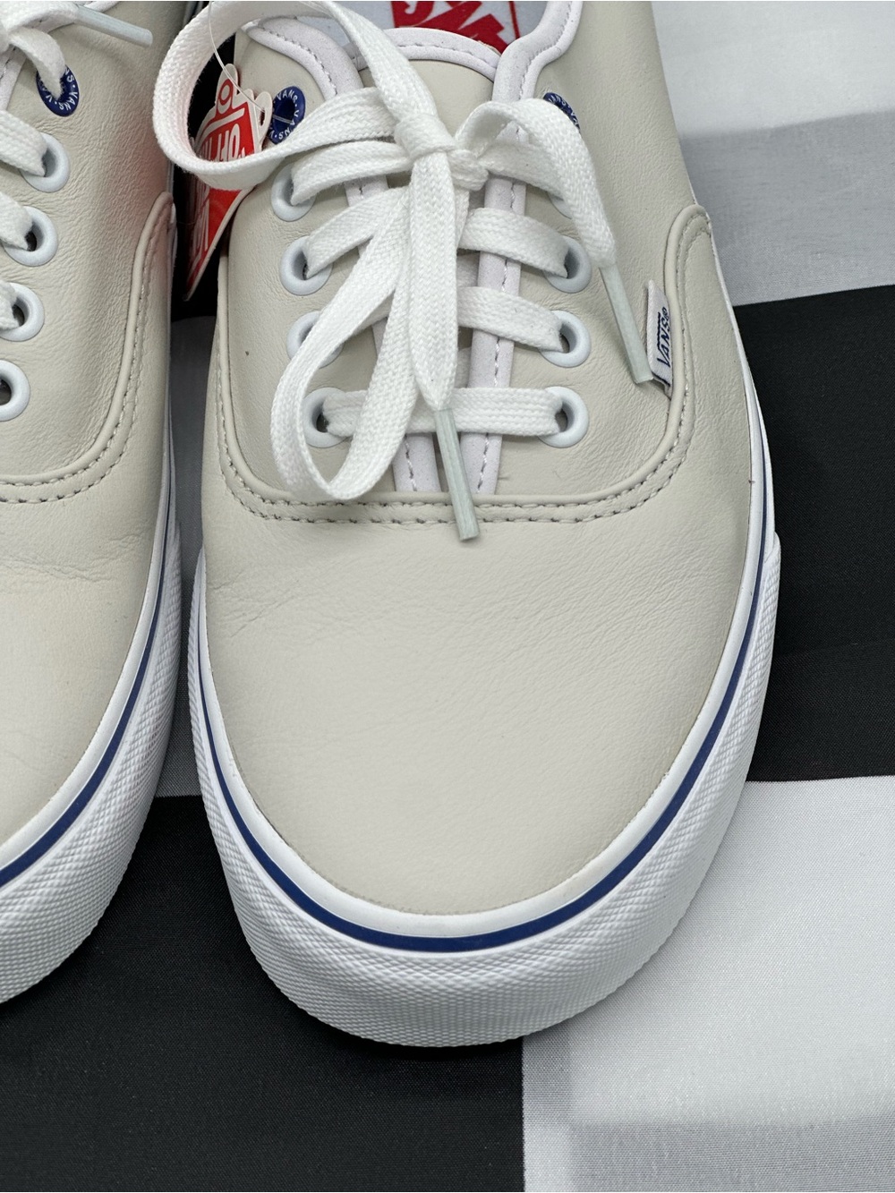 Vans Low-Top Sneakers in Off-White with Navy Trim - Picture 4 of 11